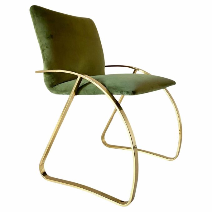 1970s Vintage lounge chair with green velvet cover