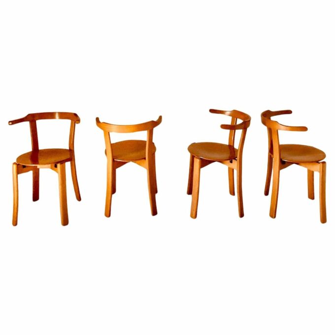 Vintage dining chairs in the style of Bruno Rey, set of four, Italy, 1970s