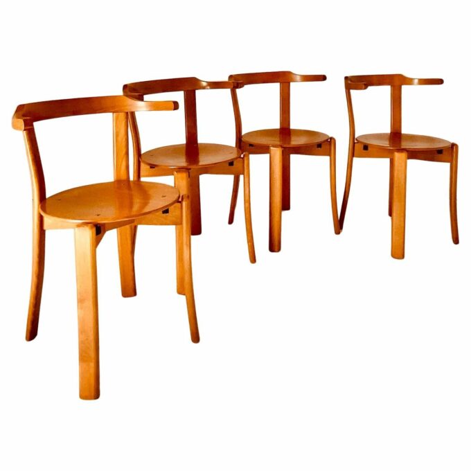 Vintage dining chairs in the style of Bruno Rey, set of four, Italy, 1970s