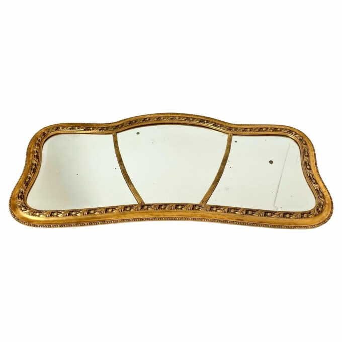 Antique gold leaf rectangular wall mirror, Italy 1850's