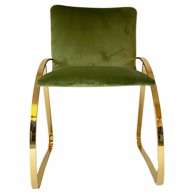 1970s Vintage lounge chair with green velvet cover