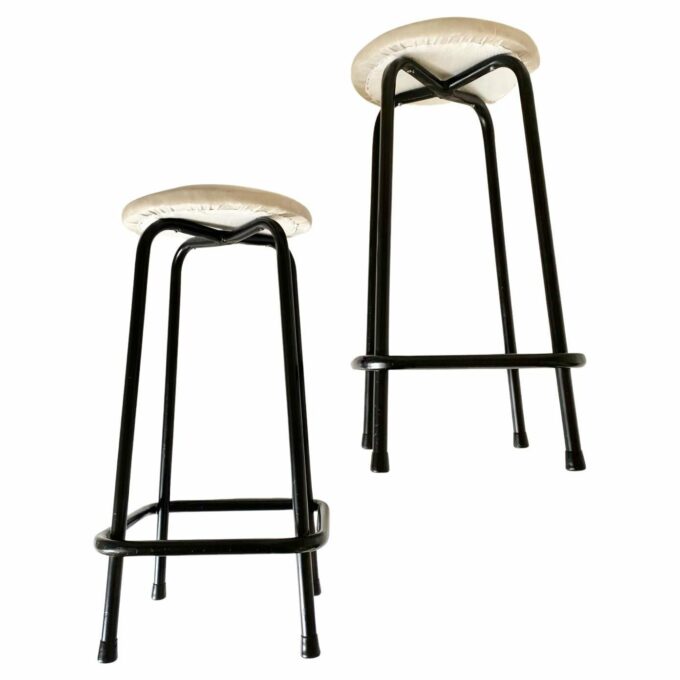 1960's Vintage industrial Stools, Set of Two