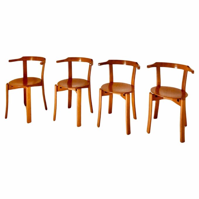 Vintage dining chairs in the style of Bruno Rey, set of four, Italy, 1970s