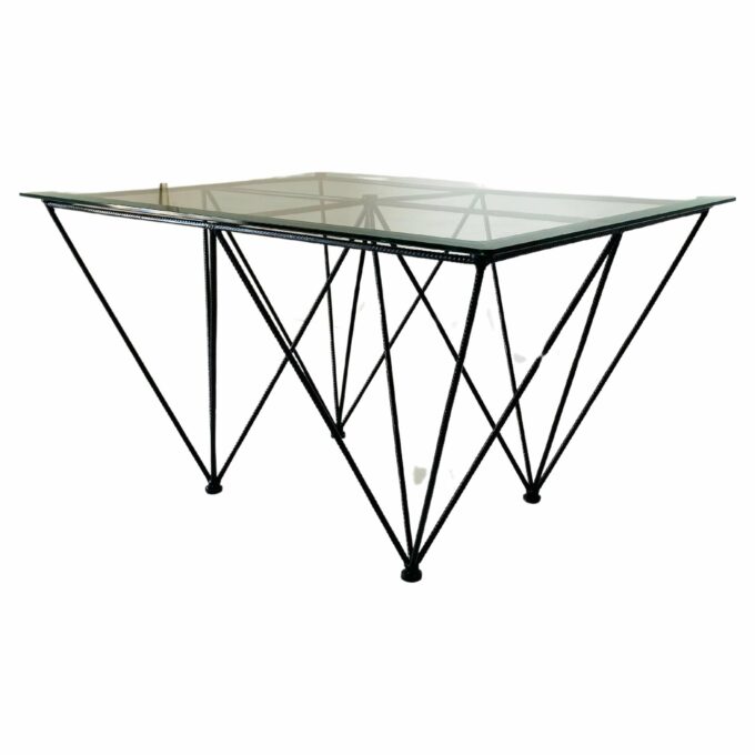 Vintage glass and steel sofa table, Italy 1970s