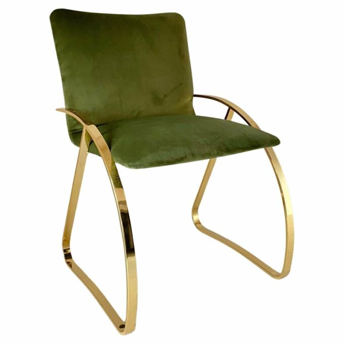 1970s Vintage lounge chair with green velvet cover