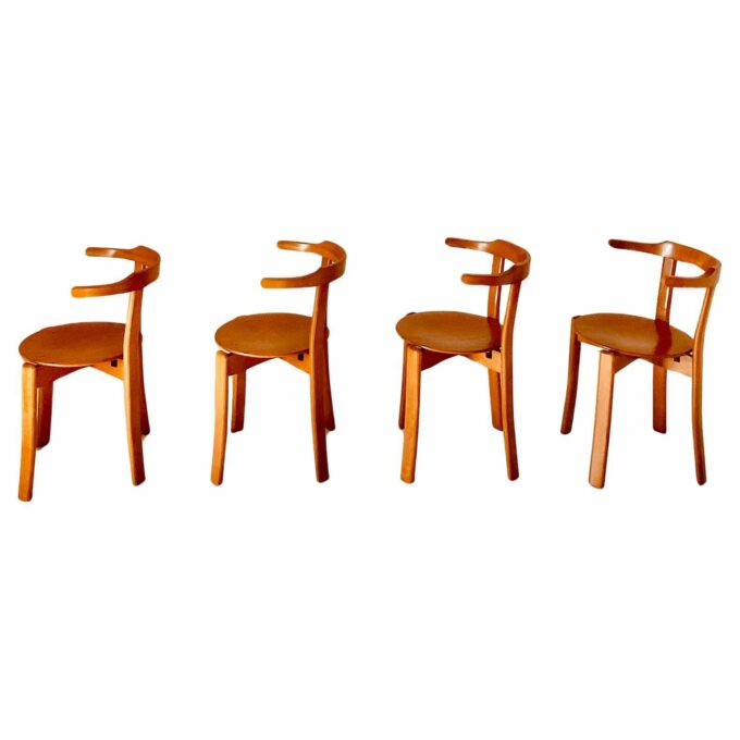 Vintage dining chairs in the style of Bruno Rey, set of four, Italy, 1970s