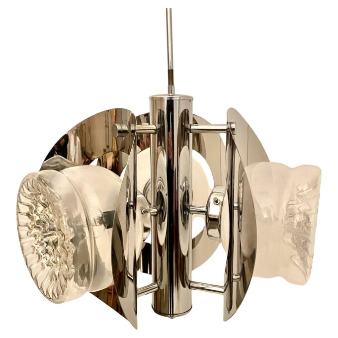 Chromed Chandelier, Mazzega Italy 1970s