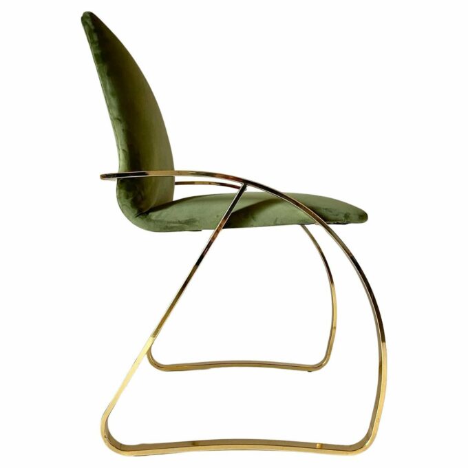 1970s Vintage lounge chair with green velvet cover