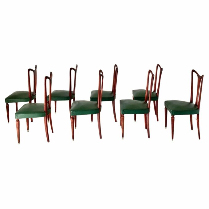 Vintage Dining Chairs, Set of Eight, Guglielmo Ulrich, Italy, 1940S