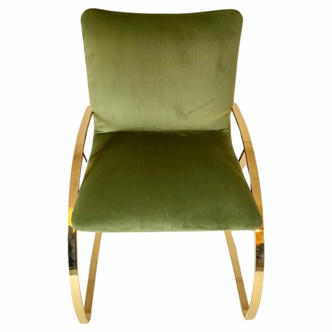 1970s Vintage lounge chair with green velvet cover