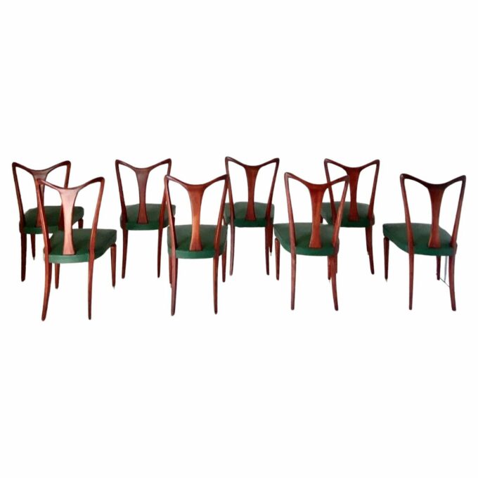 Vintage Dining Chairs, Set of Eight, Guglielmo Ulrich, Italy, 1940S