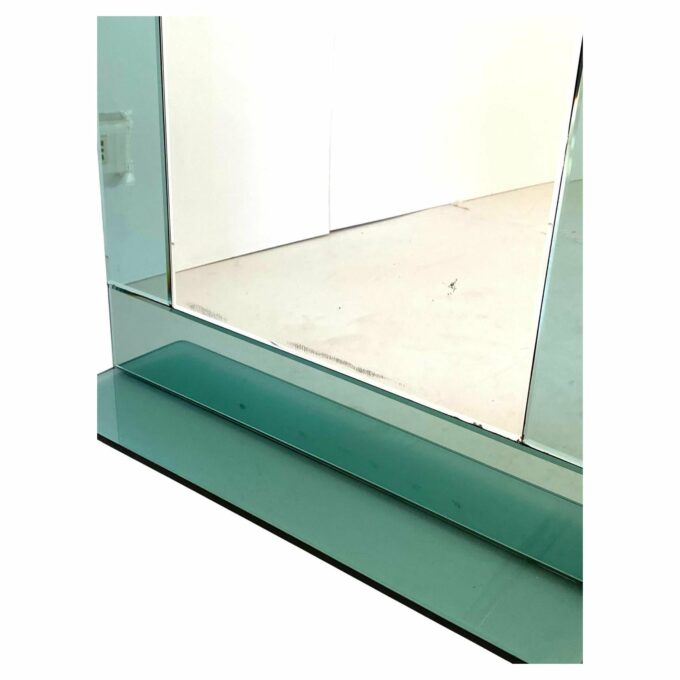 Aqua Green Glass Wall Mirror, Italy 1970s