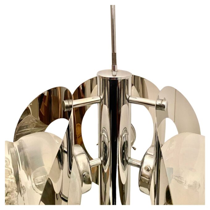 Chromed Chandelier, Mazzega Italy 1970s