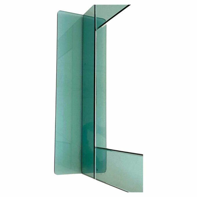 Aqua Green Glass Wall Mirror, Italy 1970s