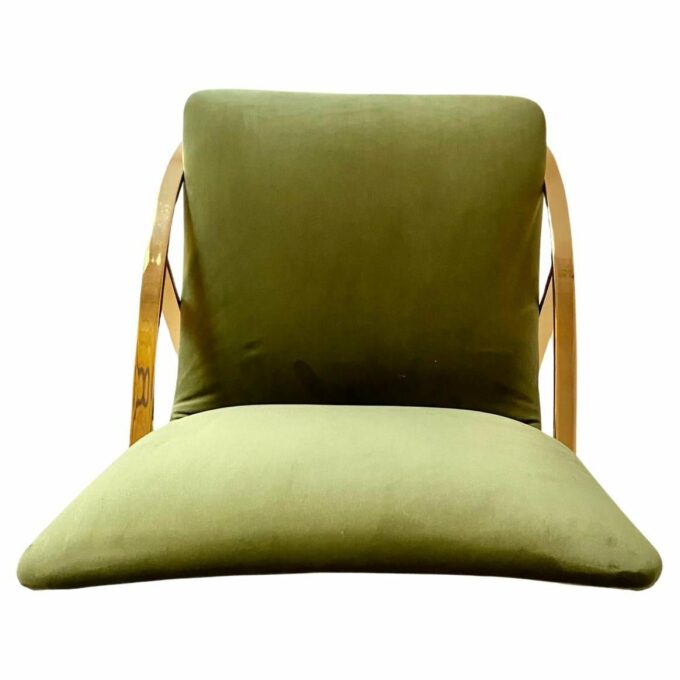 1970s Vintage lounge chair with green velvet cover