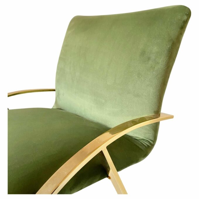 1970s Vintage lounge chair with green velvet cover