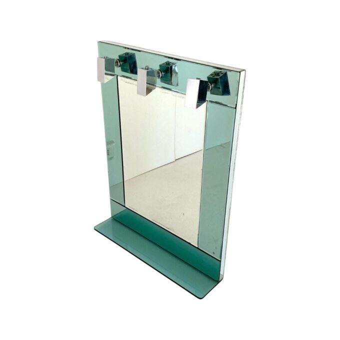 Aqua Green Glass Wall Mirror, Italy 1970s