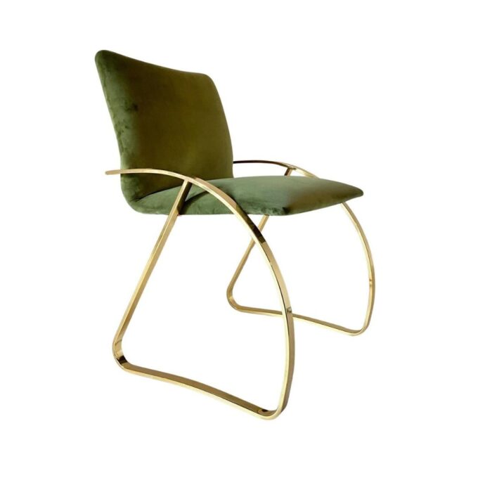 1970s Vintage lounge chair with green velvet cover