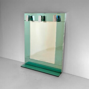 Aqua Green Glass Wall Mirror, Italy 1970s