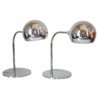 Industrial chromed steel table lamp, model 