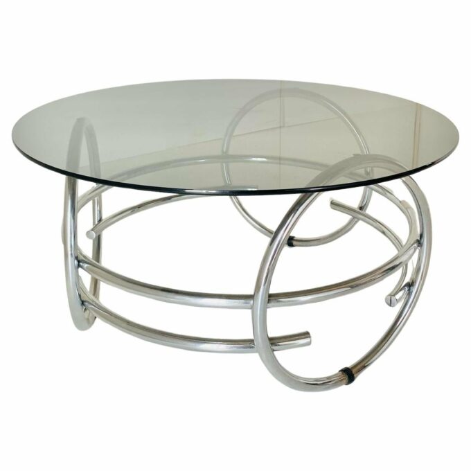 Vintage round coffee table in space age style, Italy, 1970s