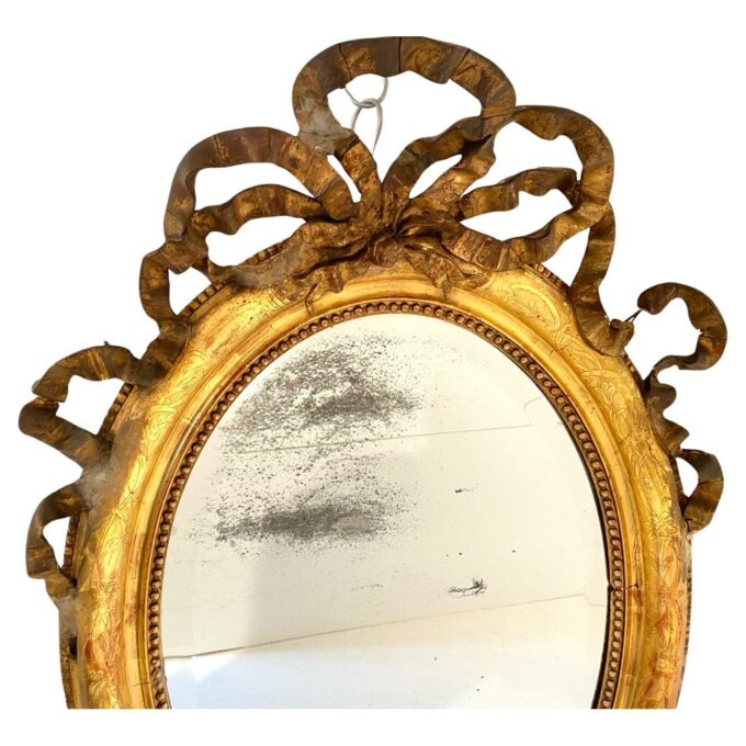 Antique golden wall mirror, Italy 1850s