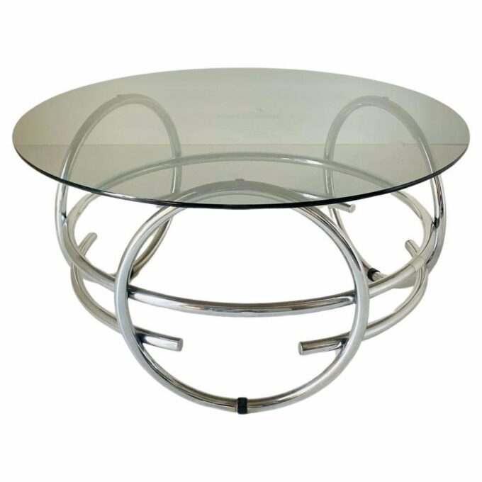 Vintage round coffee table in space age style, Italy, 1970s