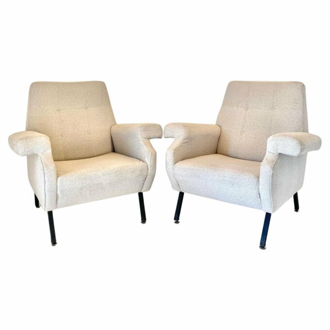 1960s Vintage beige lounge chairs, set of two, Italy 1960s