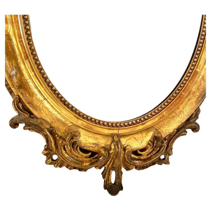 Antique golden wall mirror, Italy 1850s