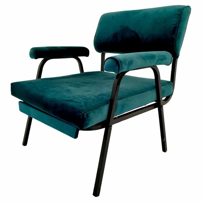 Green velvet lounge chairs, Set of Two, vintage, Italy, 1960s