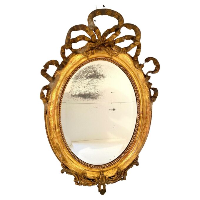 Antique golden wall mirror, Italy 1850s