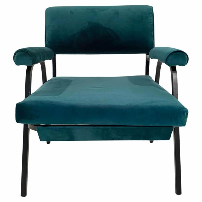 Green velvet lounge chairs, Set of Two, vintage, Italy, 1960s