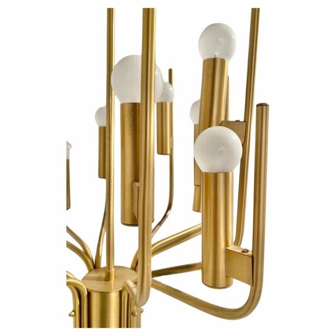 Vintage brass Chandelier, Oscar Torlasco for Stilkronen, Italy 1960's