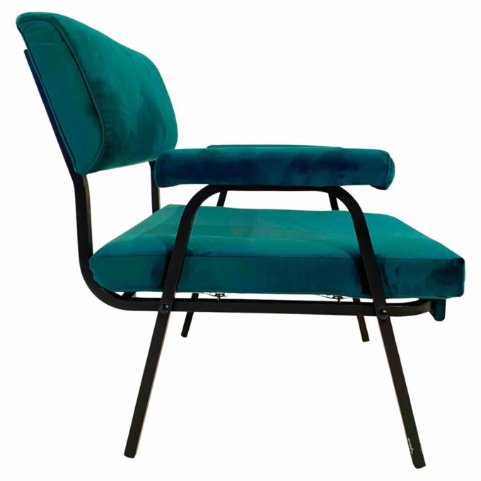 Green velvet lounge chairs, Set of Two, vintage, Italy, 1960s