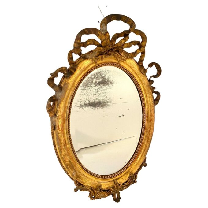 Antique golden wall mirror, Italy 1850s