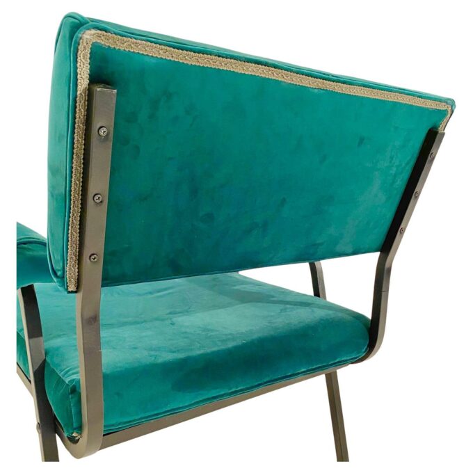 Green velvet lounge chairs, Set of Two, vintage, Italy, 1960s