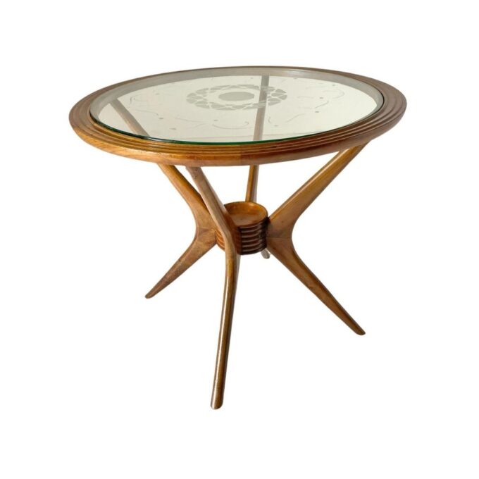 Spider legs wood coffee table, Paolo Buffa for Brugnoli, Italy 1950's