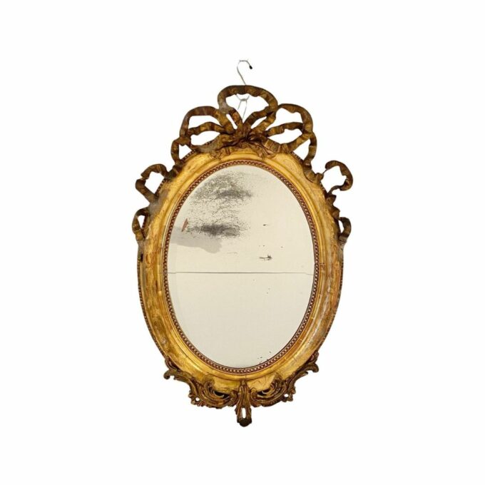 Antique golden wall mirror, Italy 1850s