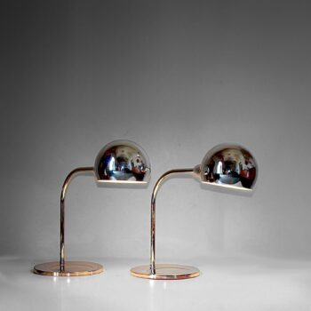 Industrial Chromed Steel Desk Lamp, model "Venticinque" Sergio Asti for Candle, Italy 1960 's