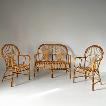 Rattan Set - Armchairs and Sofa  in the style of Franco Albini, Italy 1970s