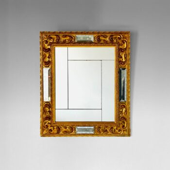 Vintage golden wood mirror, Italy 1950's