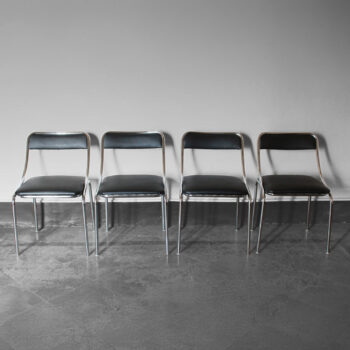 Vintage Chromed Dining Chairs, set of four, Italy 1970s