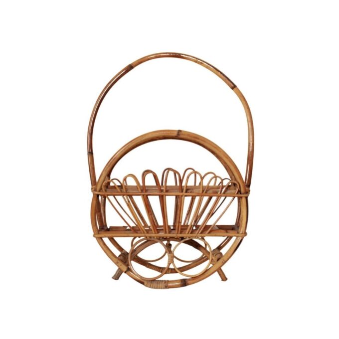 Vintage bamboo and rattan magazine rack, Italy, 1960s