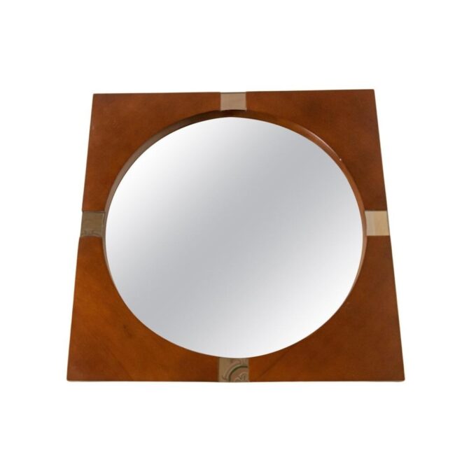 Vintage teak Wall Mirror, Italy 1970s