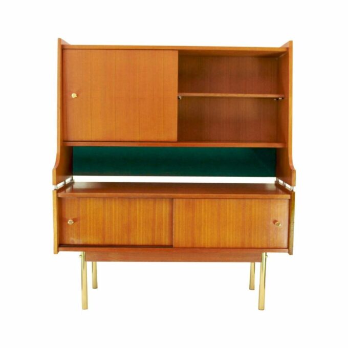 Vintage Sideboard in Solid Teak and Brass Feet, Scandinavia, 1950s