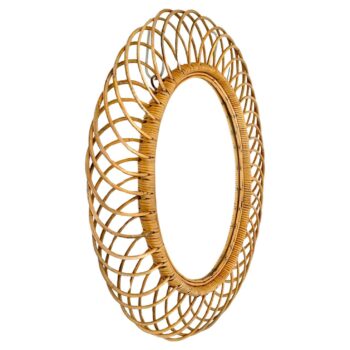 Bamboo sunburst model mirror, Franco Albini, for Bonacina , Italy 1960s