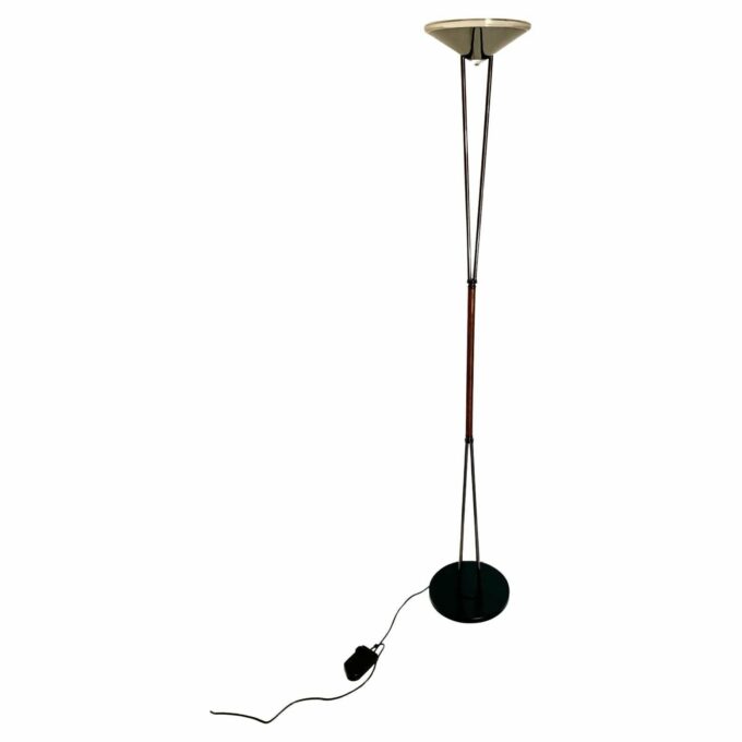 Steel floor lamp and Murano glass shade, Prearo Luce, Italy 80s