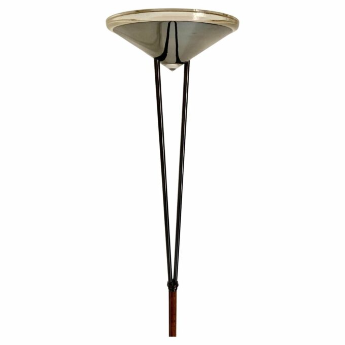 Steel floor lamp and Murano glass shade, Prearo Luce, Italy 80s