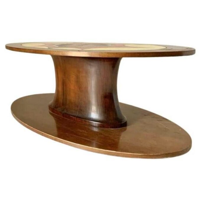 Mid -century solid walnut coffee table, Italy 1960s