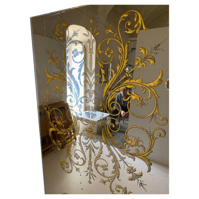 Vintage golden floreal wall mirror, Italy 1960s